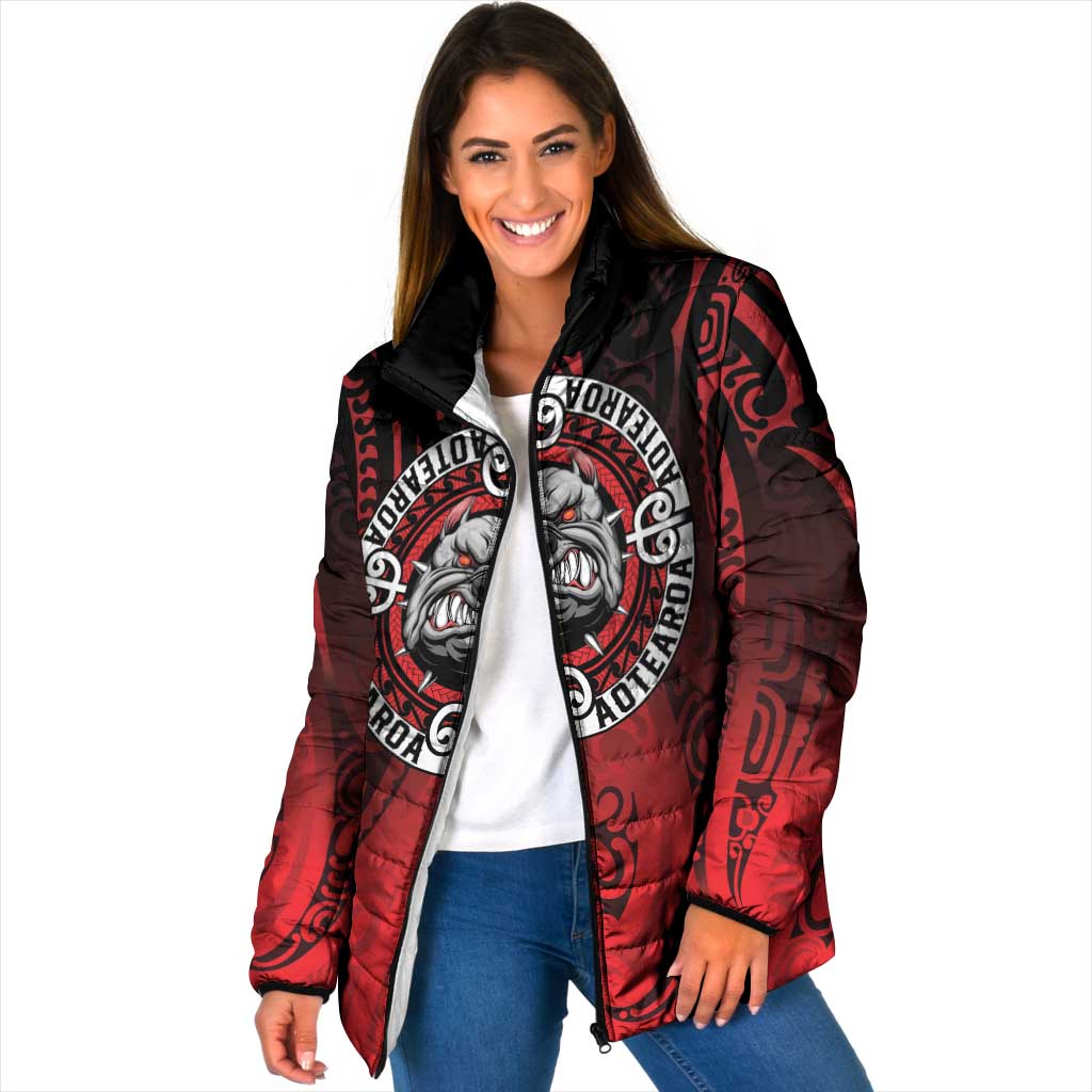 Aotearoa Bulldog Padded Jacket New Zealand Kowhaiwhai Tribal - Aussie Hoodie