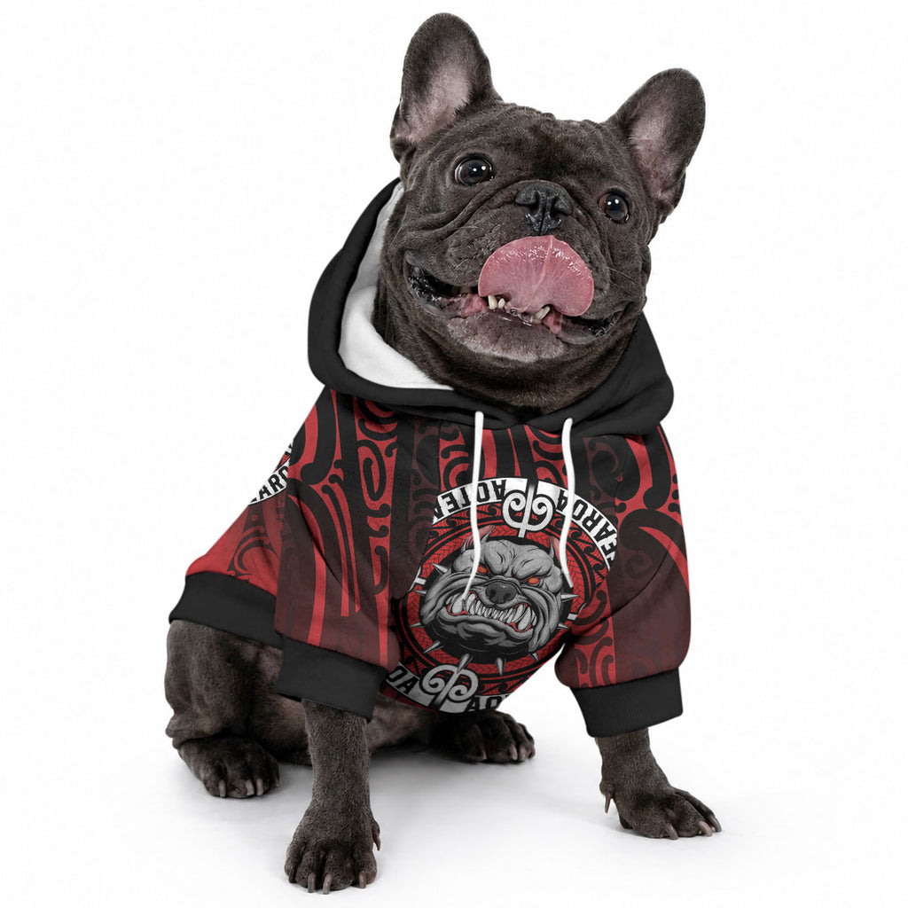 Aotearoa Bulldog Pet Hoodie New Zealand Kowhaiwhai Tribal