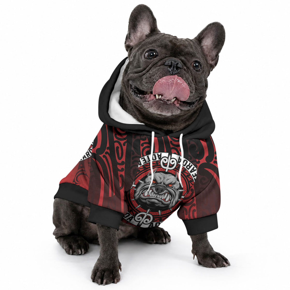 Aotearoa Bulldog Pet Hoodie New Zealand Kowhaiwhai Tribal