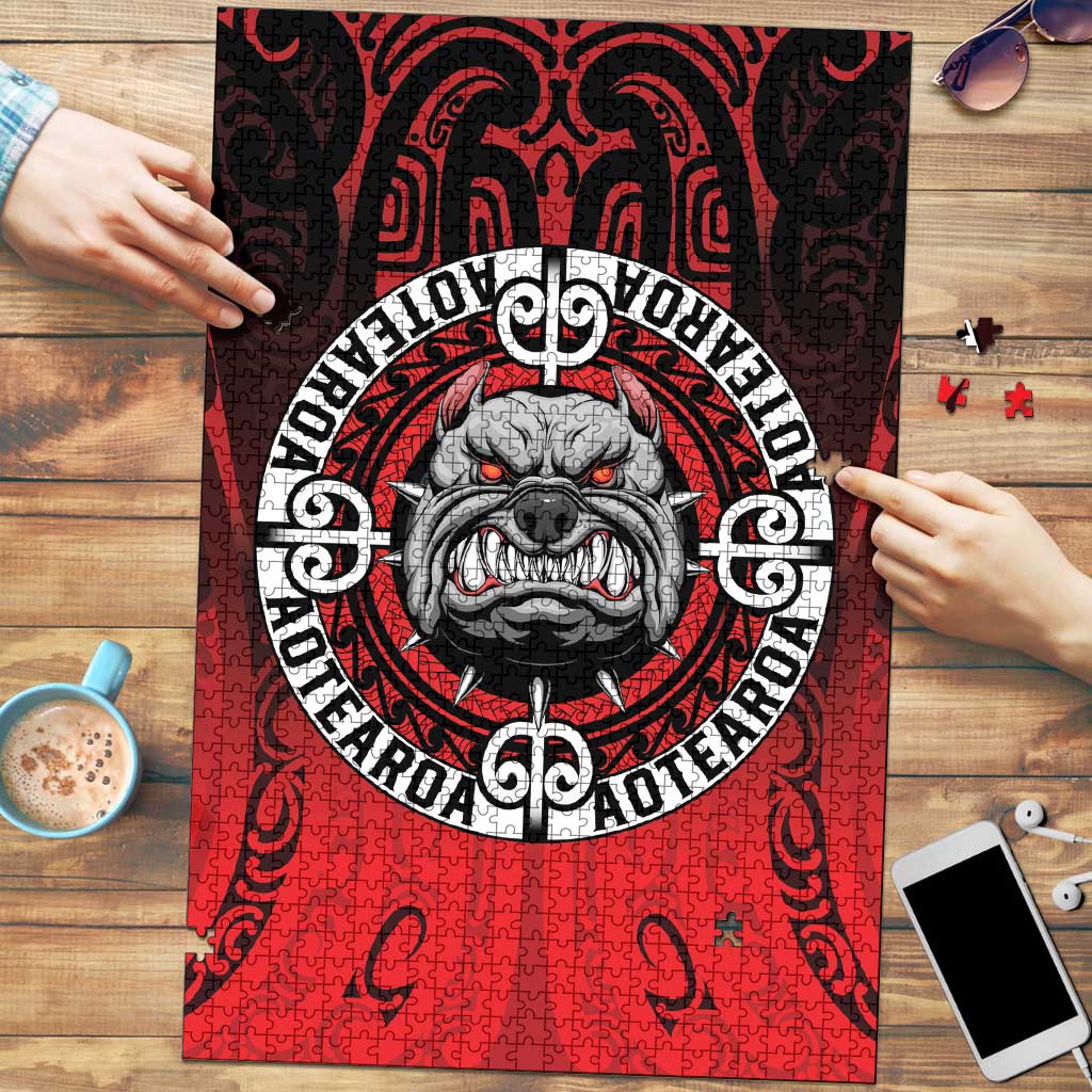 Aotearoa Bulldog Puzzle New Zealand Kowhaiwhai Tribal - Aussie Hoodie