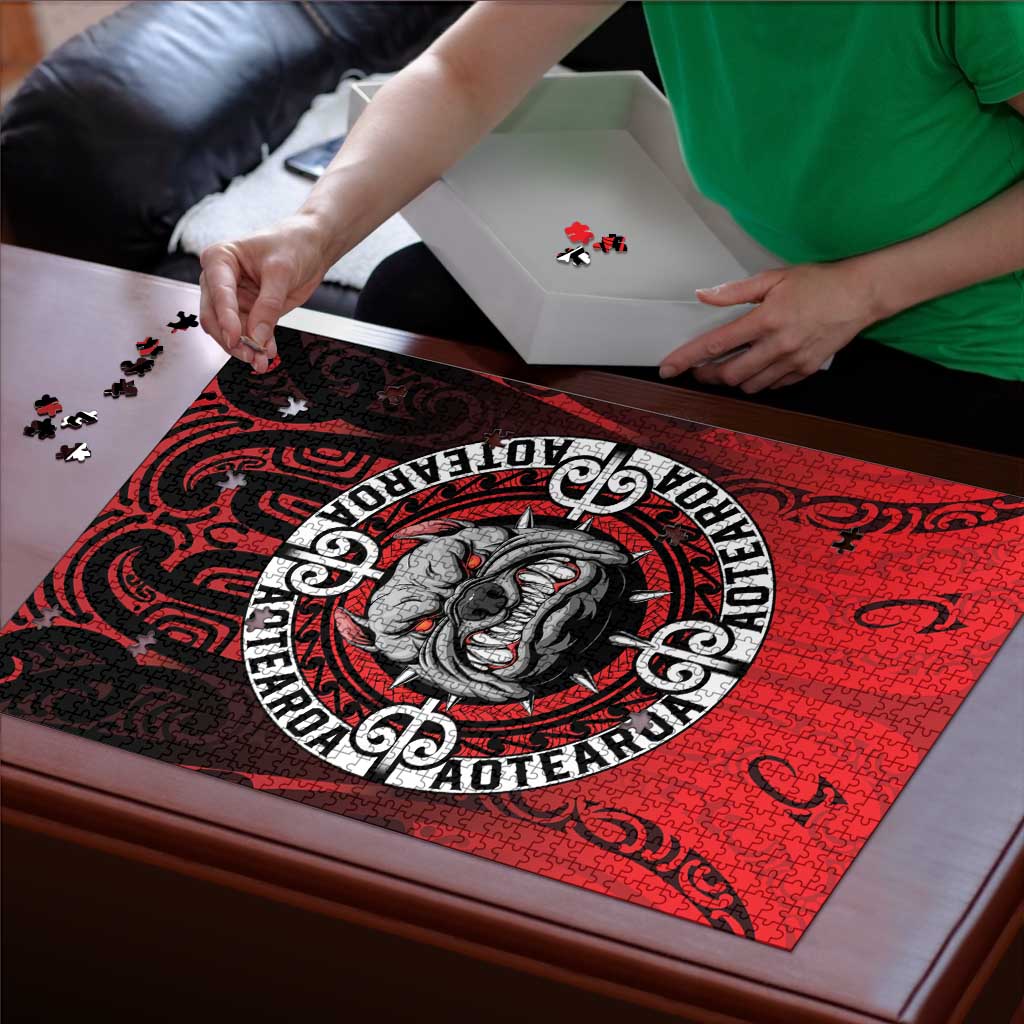 Aotearoa Bulldog Puzzle New Zealand Kowhaiwhai Tribal - Aussie Hoodie