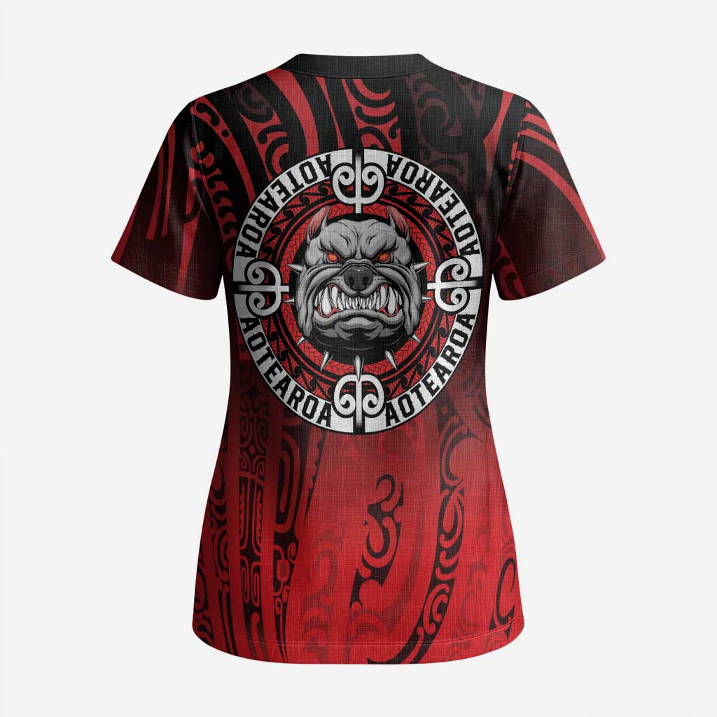 Aotearoa Bulldog Scrub Top New Zealand Kowhaiwhai Tribal - Aussie Hoodie