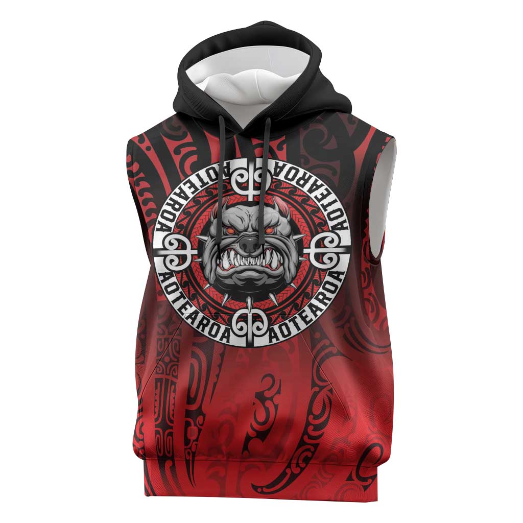 Aotearoa Bulldog Sleeveless Hoodie New Zealand Kowhaiwhai Tribal - Aussie Hoodie