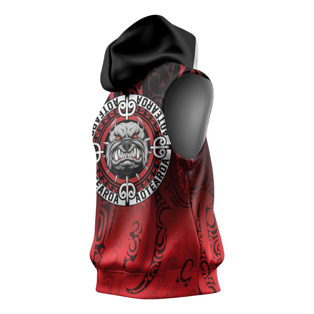 Aotearoa Bulldog Sleeveless Hoodie New Zealand Kowhaiwhai Tribal - Aussie Hoodie