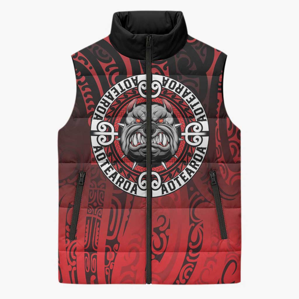 Aotearoa Bulldog Sleeveless Puffer Jacket New Zealand Kowhaiwhai Tribal - Aussie Hoodie