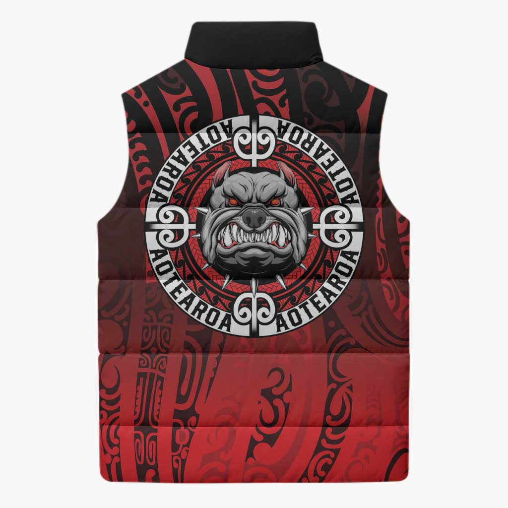 Aotearoa Bulldog Sleeveless Puffer Jacket New Zealand Kowhaiwhai Tribal - Aussie Hoodie