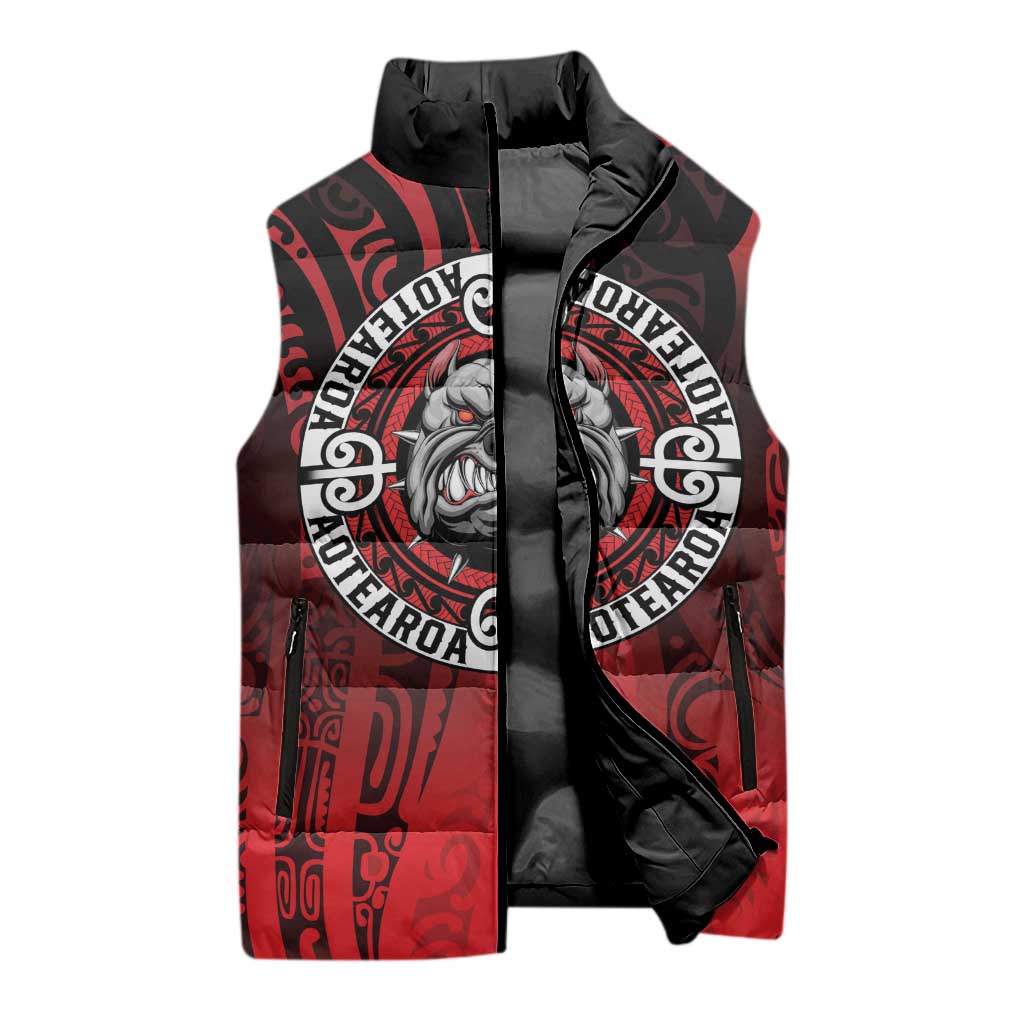 Aotearoa Bulldog Sleeveless Puffer Jacket New Zealand Kowhaiwhai Tribal - Aussie Hoodie