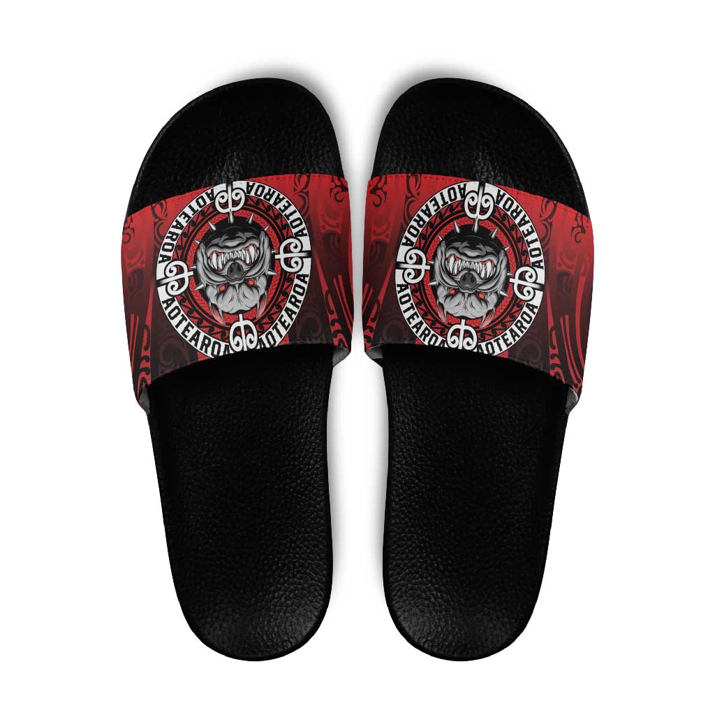 Aotearoa Bulldog Slide Sandals New Zealand Kowhaiwhai Tribal - Aussie Hoodie