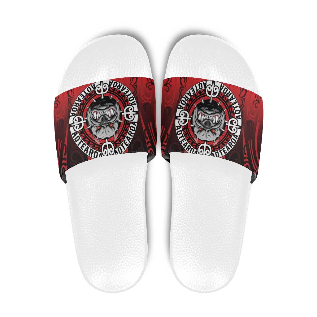 Aotearoa Bulldog Slide Sandals New Zealand Kowhaiwhai Tribal - Aussie Hoodie