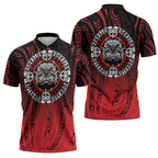Aotearoa Bulldog Zipper Polo Shirt New Zealand Kowhaiwhai Tribal - Aussie Hoodie