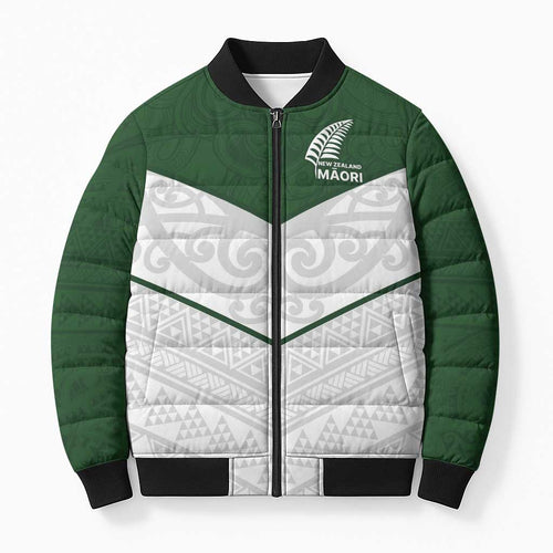 Custom New Zealand Maori Niho Taniwha Bomber Puffer Jacket - Aussie Hoodie