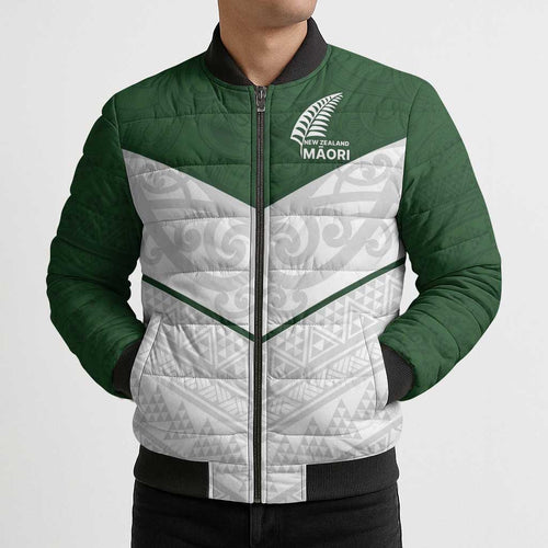 Custom New Zealand Maori Niho Taniwha Bomber Puffer Jacket - Aussie Hoodie