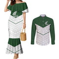 Custom New Zealand Maori Niho Taniwha Couples Matching Mermaid Dress and Long Sleeve Button Shirt