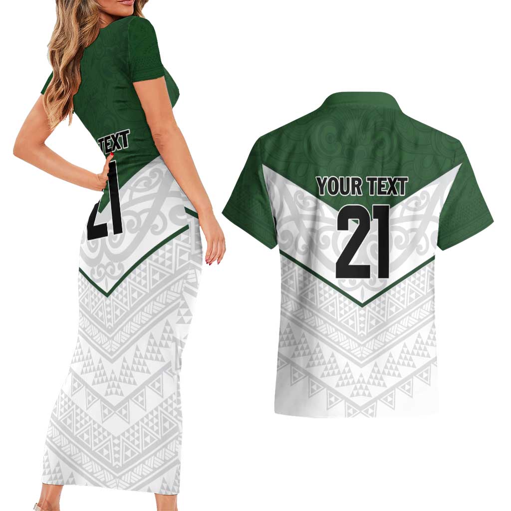 Custom New Zealand Maori Niho Taniwha Couples Matching Short Sleeve Bodycon Dress and Hawaiian Shirt
