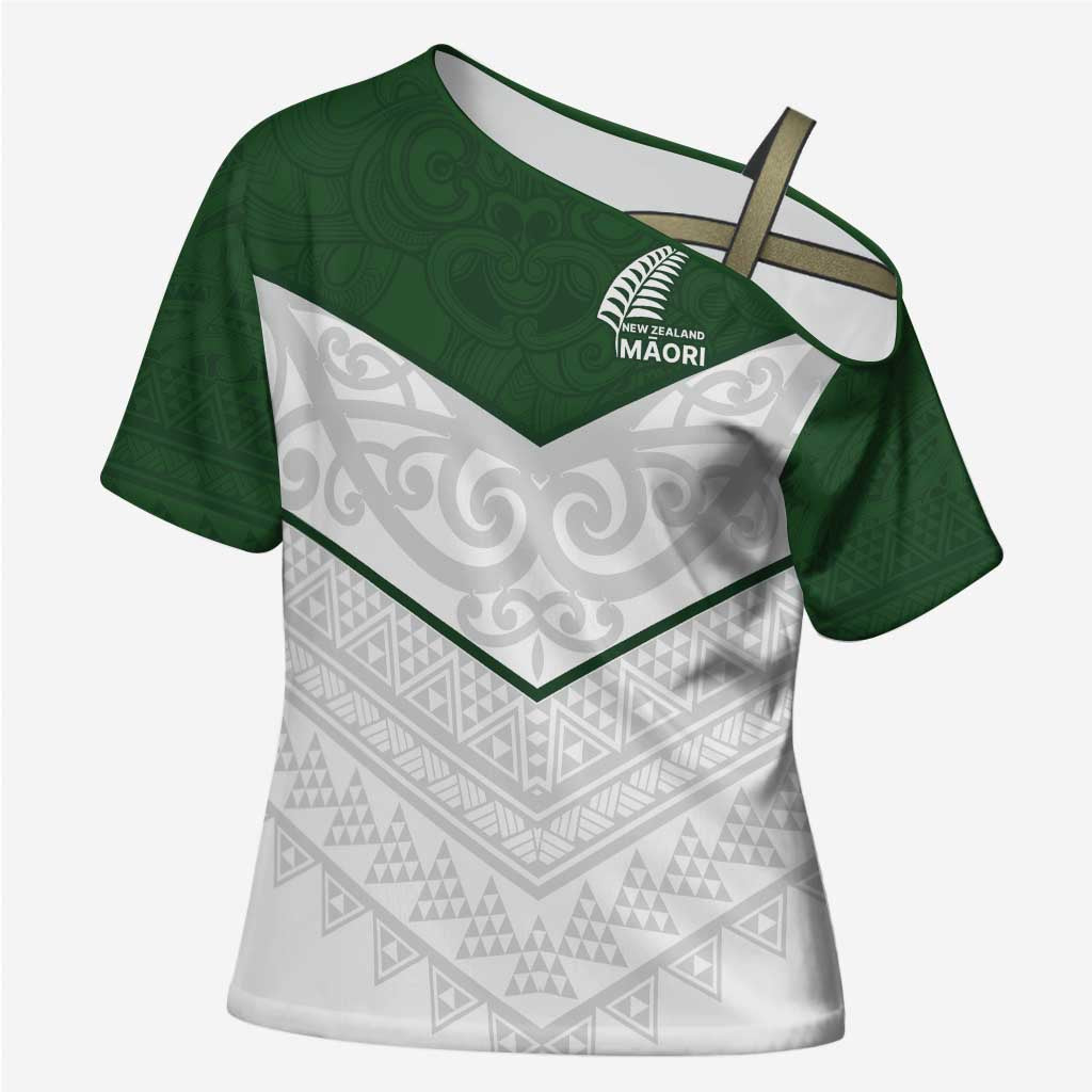 Custom New Zealand Maori Niho Taniwha Cross Shoulder Shirt - Aussie Hoodie