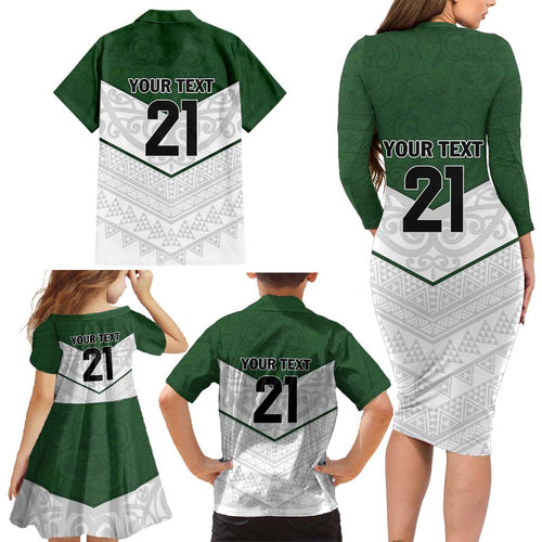 Custom New Zealand Maori Niho Taniwha Family Matching Long Sleeve Bodycon Dress and Hawaiian Shirt
