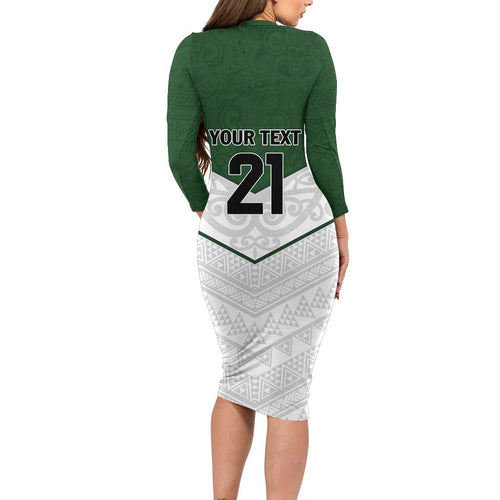 Custom New Zealand Maori Niho Taniwha Family Matching Long Sleeve Bodycon Dress and Hawaiian Shirt