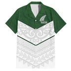 Custom New Zealand Maori Niho Taniwha Family Matching Off The Shoulder Long Sleeve Dress and Hawaiian Shirt