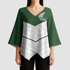 Custom New Zealand Maori Niho Taniwha Kimono Sleeve Blouse - Aussie Hoodie