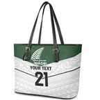 Custom New Zealand Maori Niho Taniwha Leather Tote Bag