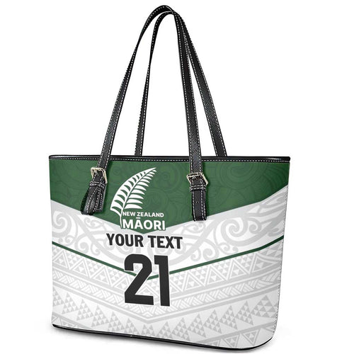 Custom New Zealand Maori Niho Taniwha Leather Tote Bag