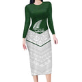 Custom New Zealand Maori Niho Taniwha Long Sleeve Bodycon Dress