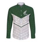Custom New Zealand Maori Niho Taniwha Long Sleeve Button Shirt