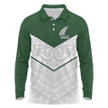 Custom New Zealand Maori Niho Taniwha Long Sleeve Polo Shirt