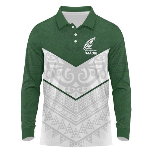 Custom New Zealand Maori Niho Taniwha Long Sleeve Polo Shirt