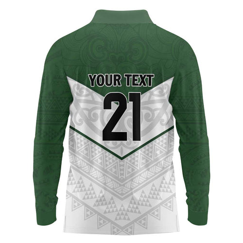 Custom New Zealand Maori Niho Taniwha Long Sleeve Polo Shirt