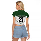 Custom New Zealand Maori Niho Taniwha Raglan Cropped T Shirt