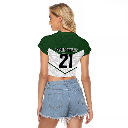 Custom New Zealand Maori Niho Taniwha Raglan Cropped T Shirt