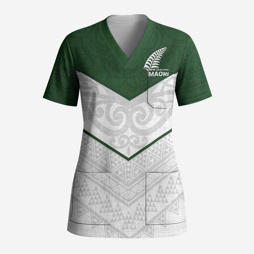 Custom New Zealand Maori Niho Taniwha Scrub Top - Aussie Hoodie