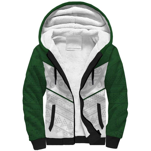 Custom New Zealand Maori Niho Taniwha Sherpa Hoodie