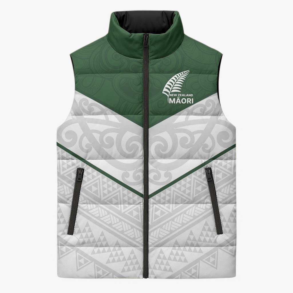 Custom New Zealand Maori Niho Taniwha Sleeveless Puffer Jacket - Aussie Hoodie