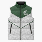 Custom New Zealand Maori Niho Taniwha Sleeveless Puffer Jacket - Aussie Hoodie