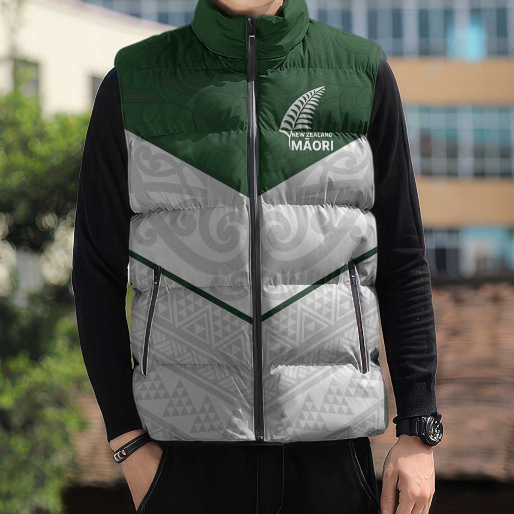 Custom New Zealand Maori Niho Taniwha Sleeveless Puffer Jacket - Aussie Hoodie