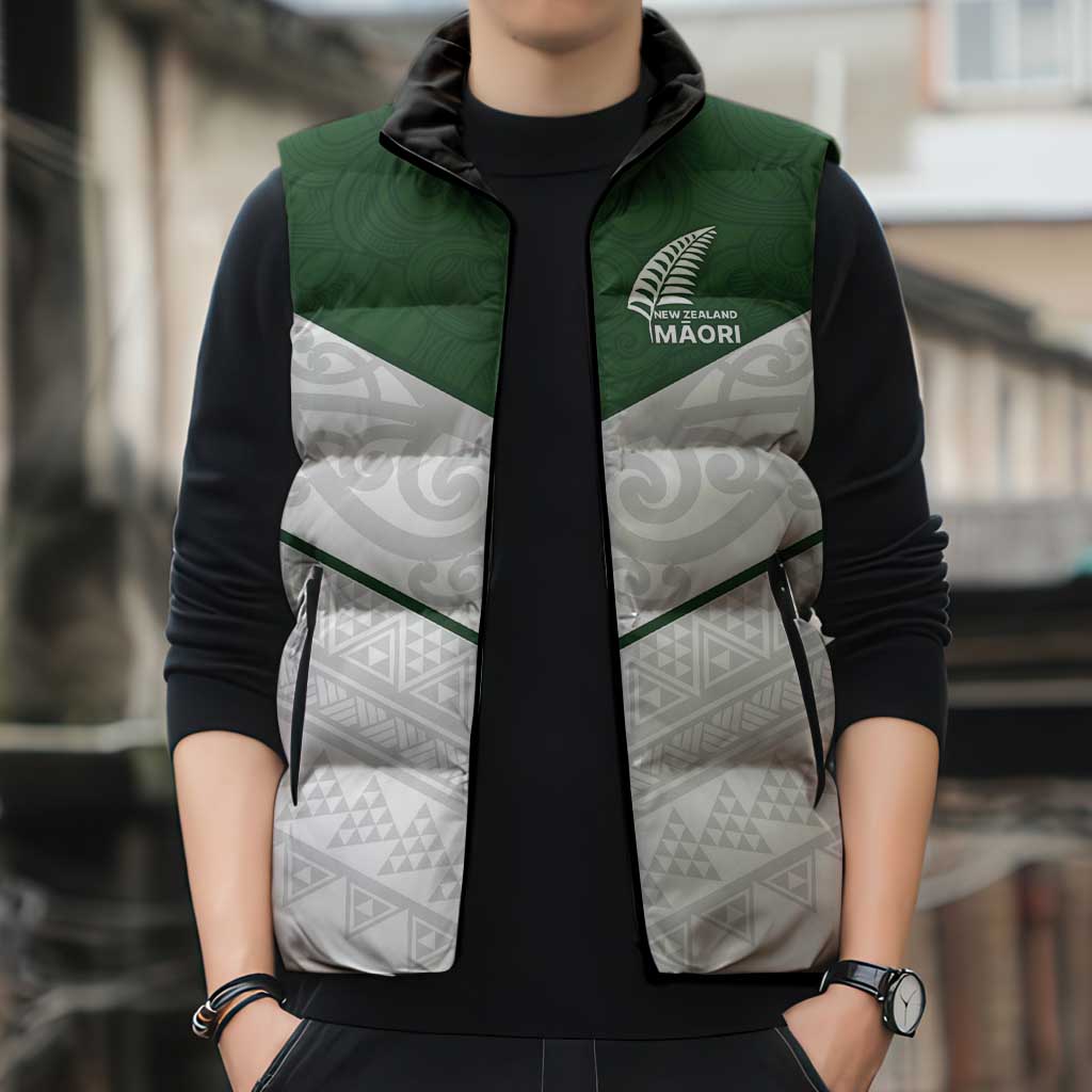 Custom New Zealand Maori Niho Taniwha Sleeveless Puffer Jacket - Aussie Hoodie