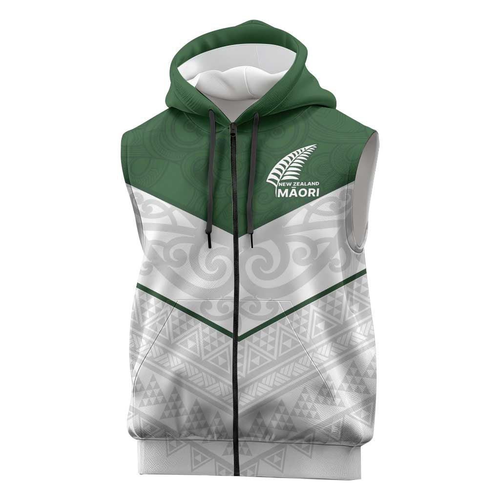 Custom New Zealand Maori Niho Taniwha Sleeveless Zip Hoodie LT9
