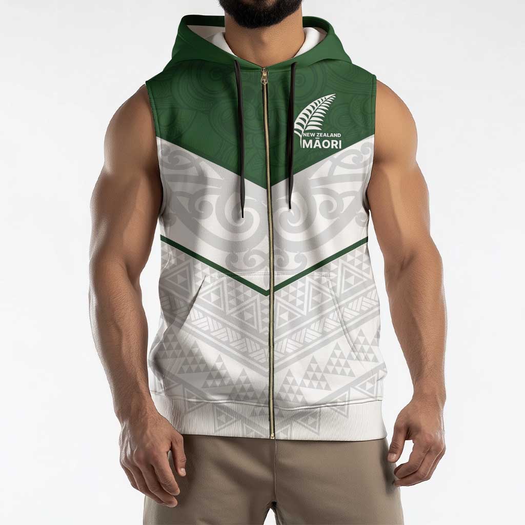 Custom New Zealand Maori Niho Taniwha Sleeveless Zip Hoodie - Aussie Hoodie