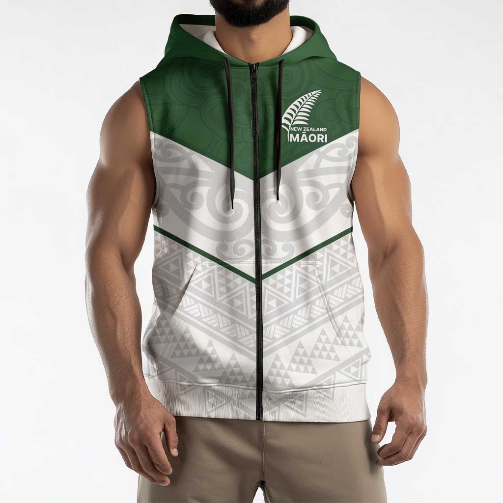 Custom New Zealand Maori Niho Taniwha Sleeveless Zip Hoodie LT9