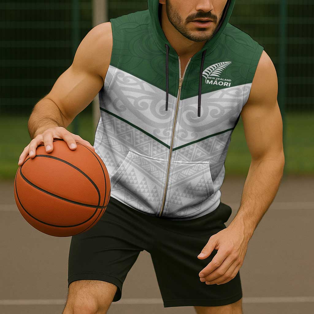 Custom New Zealand Maori Niho Taniwha Sleeveless Zip Hoodie - Aussie Hoodie