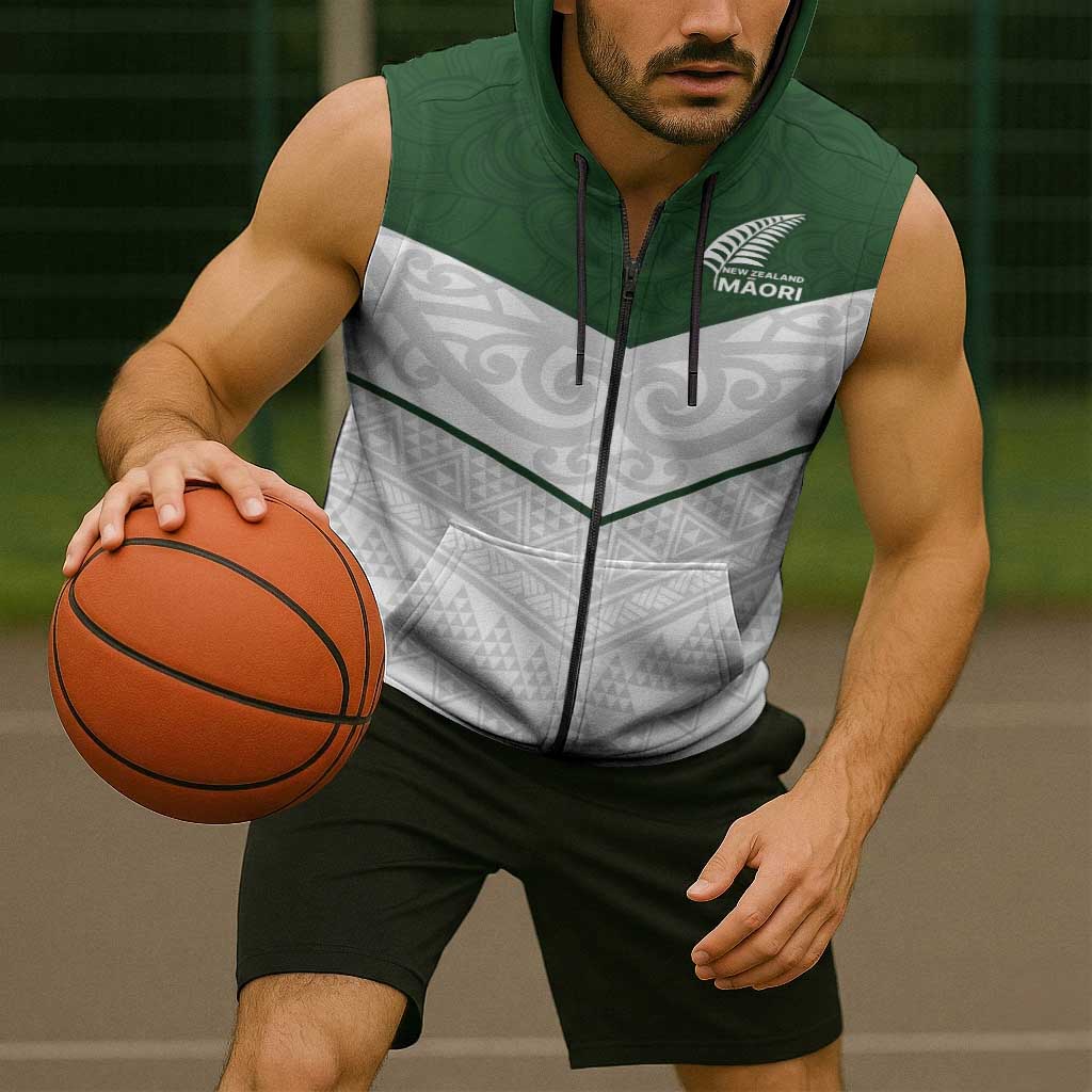 Custom New Zealand Maori Niho Taniwha Sleeveless Zip Hoodie LT9