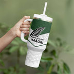 Custom New Zealand Maori Niho Taniwha Tumbler With Handle