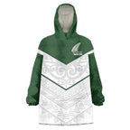 Custom New Zealand Maori Niho Taniwha Wearable Blanket Hoodie