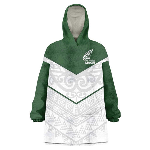 Custom New Zealand Maori Niho Taniwha Wearable Blanket Hoodie