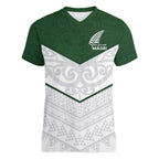 Custom New Zealand Maori Niho Taniwha Women V-Neck T-Shirt