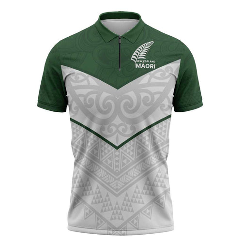Custom New Zealand Maori Niho Taniwha Zipper Polo Shirt - Aussie Hoodie
