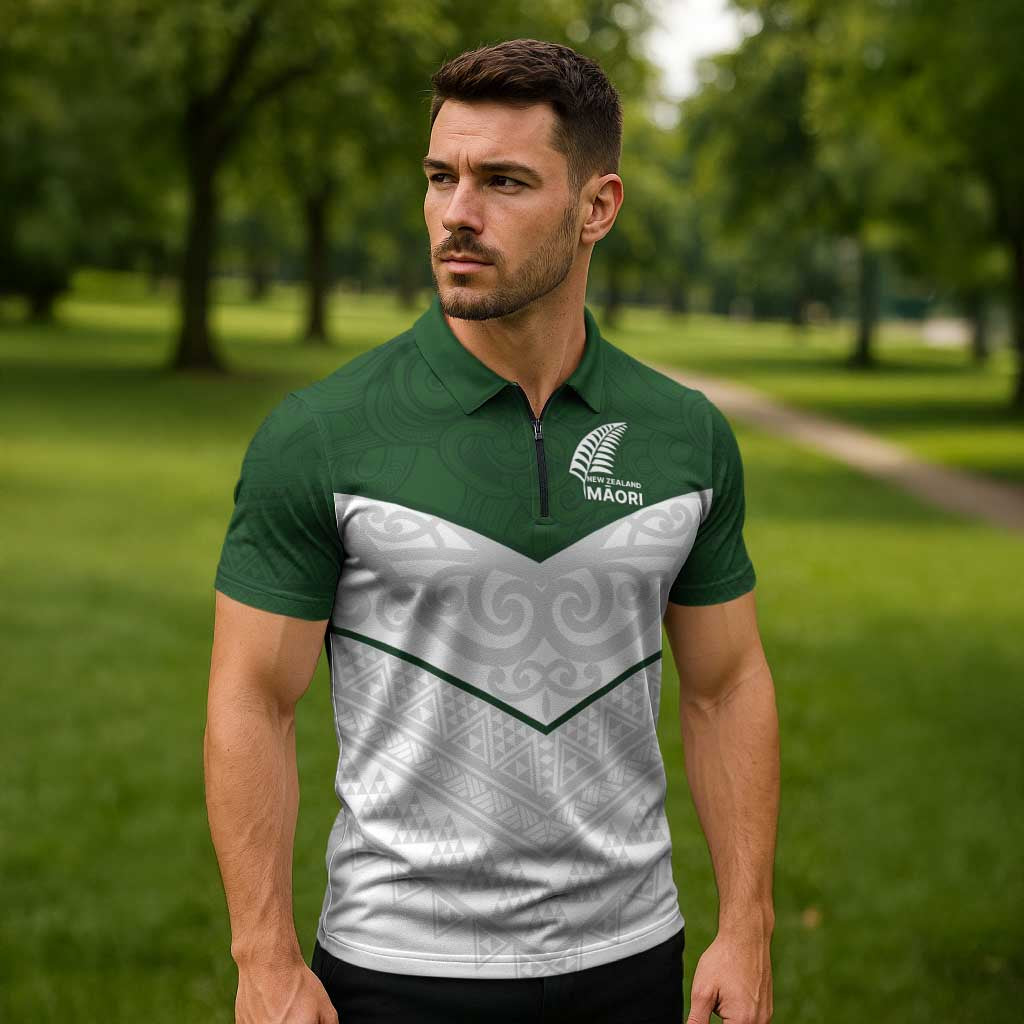 Custom New Zealand Maori Niho Taniwha Zipper Polo Shirt - Aussie Hoodie