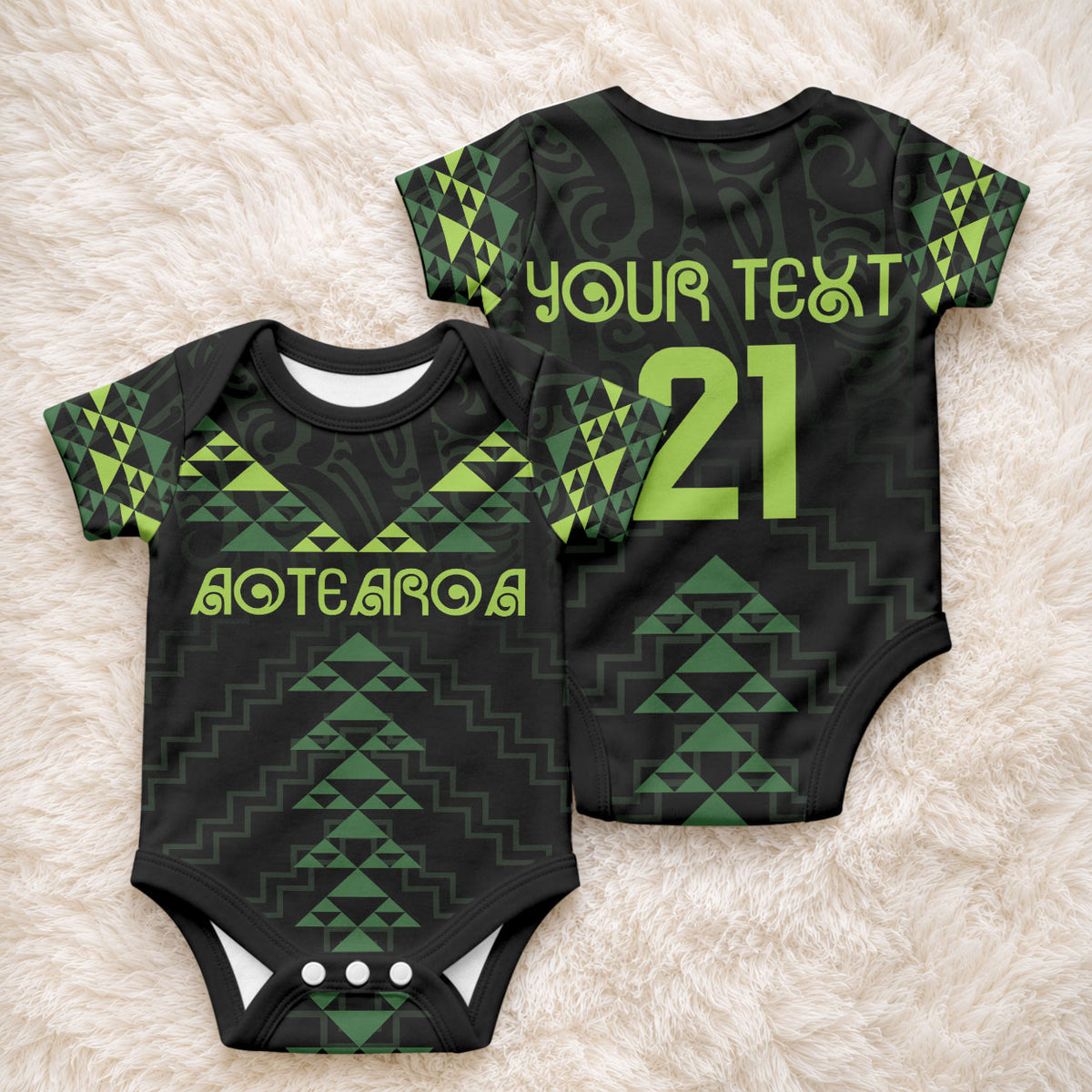 Custom New Zealand Maori Koru Koiri Motif Baby Onesie